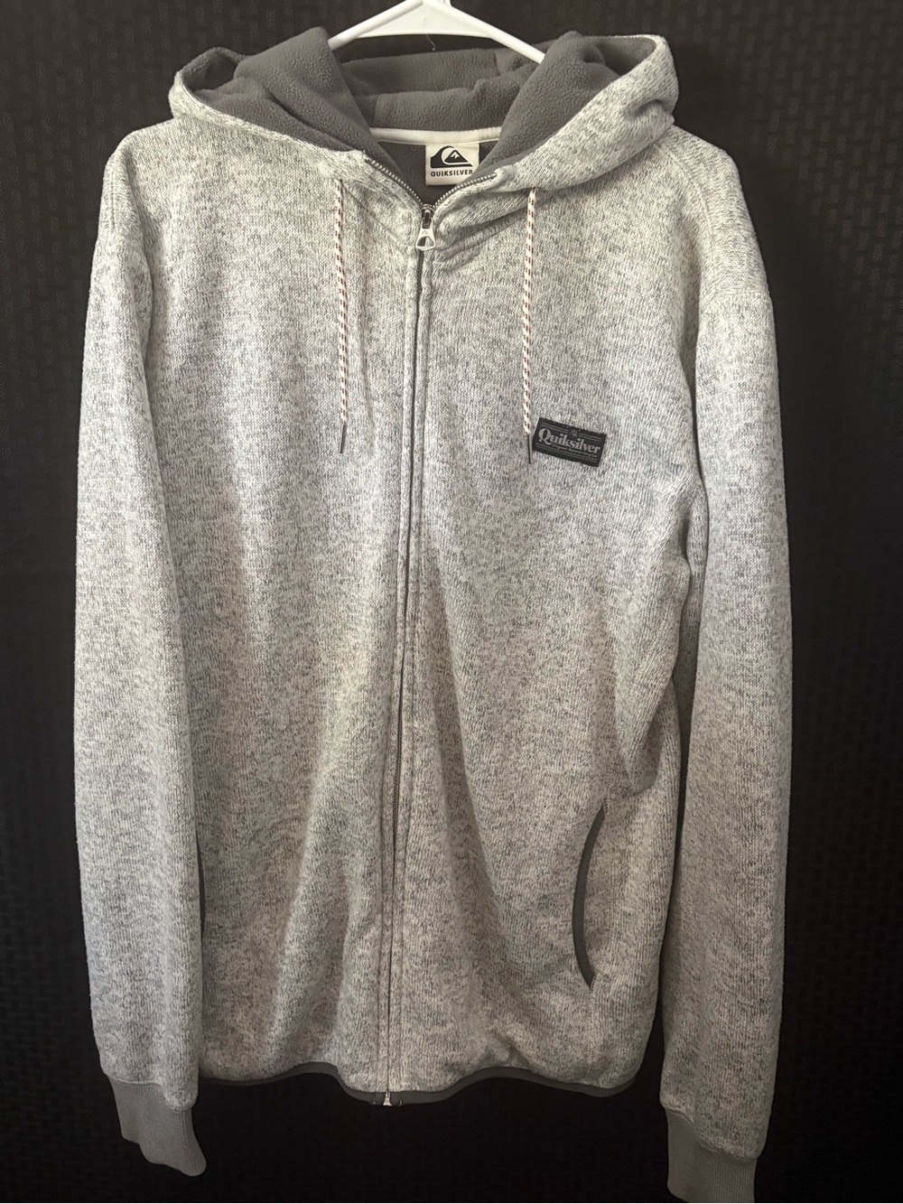 Quiksilver Men's Heather Gray Full-Zip Hooded Sweater